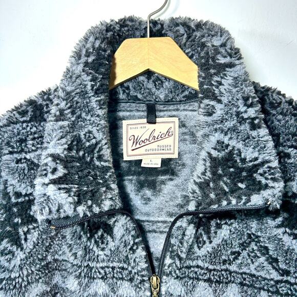 Vintage WOOLRICH Mens L 1/2 Zip Fleece Jacket Pullover Outdoor Wear USA MADE - Picture 4 of 8